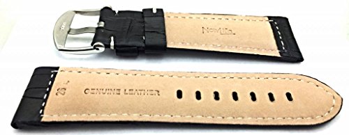 Newlife 26Mm Long, Black Leather Watch Band Compatible With Panerai Watch | Alligator Crocodile Grain, Medium Padded Replacement Wrist Strap Bracelet That Brings To Any Watch (Mens Long Length) #TOP1