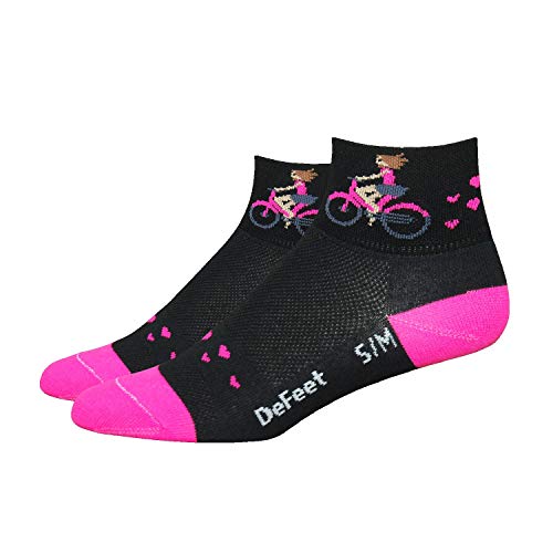 DeFeet Aireator Joy Rides Socks, Small/Medium, Black/Pink