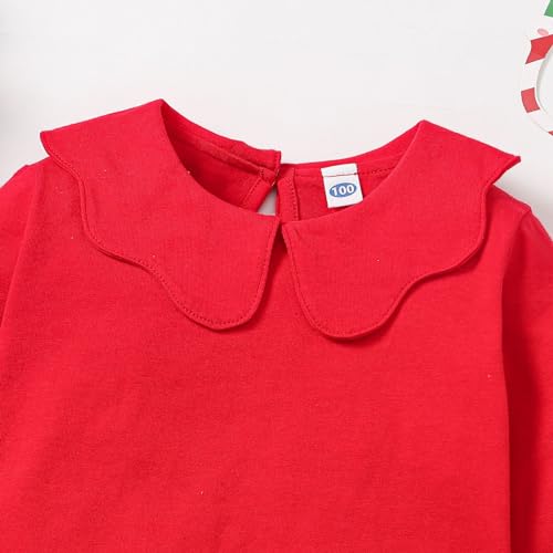 Image of 12M-14Y Toddler Baby Girls Peter Pan Collar Blouse Kids Girl Solid Color Puff Sleeve T-Shirts Casual Tee Tops