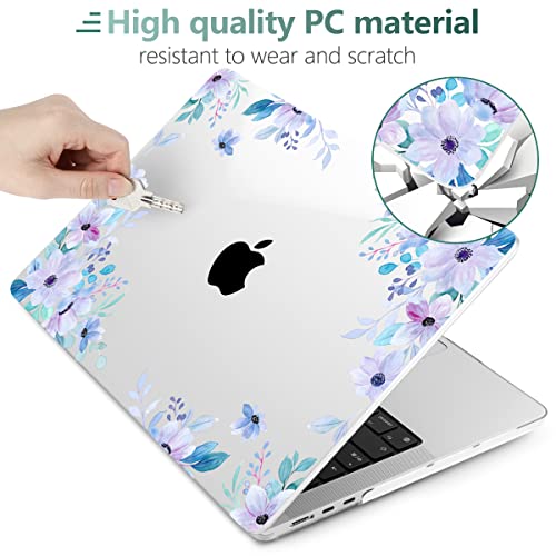 Image of MEEgoodo Case for M5 /M4 /M3 /M2 MacBook Air 13 inch 2026 2025 2024 2022, Fit Model A3449 /A3240 /A3113 /A2681, Case Compatible with MacBook Air 13.6-inch, Soft Purple Floral
