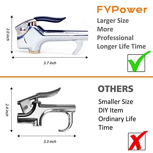 FYPower 22 Pieces Air Compressor Accessories kit, 3/8 inch x 25 ft Recoil Poly Air Compressor Hose Kit, 1/4" NPT Quick Connect Air Fittings, Tire Inflator Gauge, Heavy Duty Blow Gun, Swivel Plugs