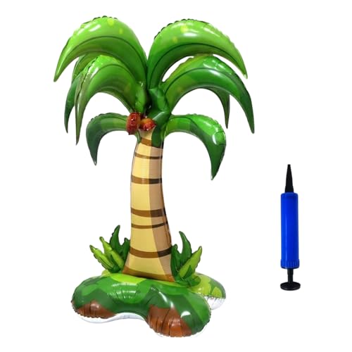 Inflatable Palm Tree 125cm Tree Balloon with Pump Beach Party Decorations Tropical Party Decorations & Summer Decorations for Hawaiian Beach Parties