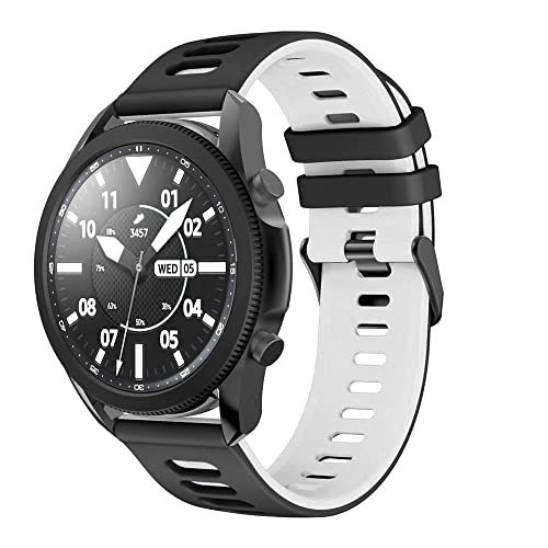 KUTEWEU Compatible con Huawei Watch GT3 46mm/Watch3 Pro Correa,22mm Silicona Correas para Huawei Watch3/Watch GT 42mm/Galaxy Watch 46mm/Galaxy Watch3 45mm (Negro Blanco) Cover