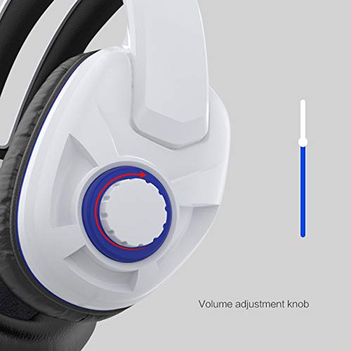 HNQH Fone de ouvido para jogos com fio para PC, fone de ouvido estéreo branco sobre a orelha com mic