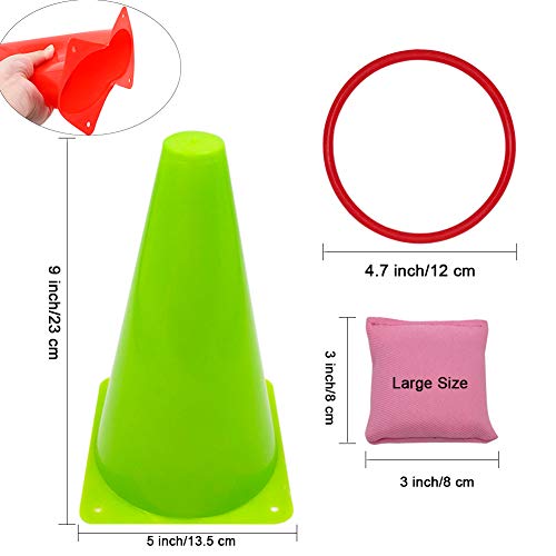 3 In 1 Carnival Games Set, Soft Plastic Cones Cornhole Bean Bags Ring Toss Games For Carnival Kids Birthday Party Indoor Outdoor Games Supplies #TOP1