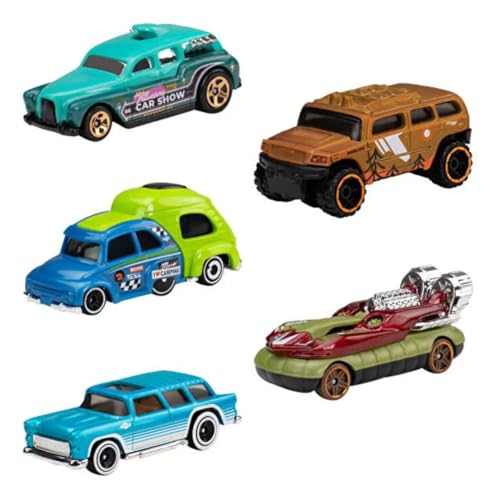 Image of Hot Wheels Car 2025 HW Getaways Pack of 5 (Hover Storm, Classic Nomad, RV There Yet, Rockster, Cockney Cab II) Multi - Color