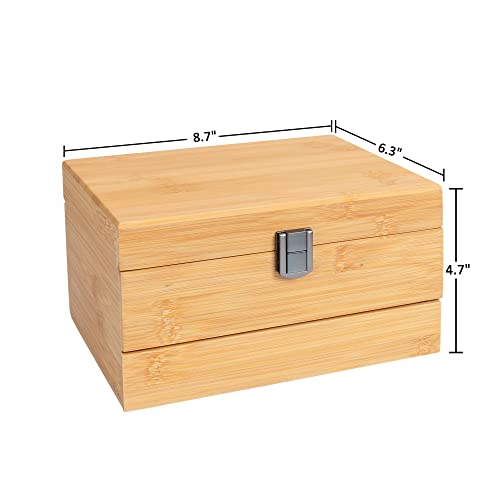 Yoayo Natural Bamboo Jewelry Box With Mirror 3 Layers Jewelry Organizer With Lock Jewelry Storage Box For Girl Women's Gift #TOP4