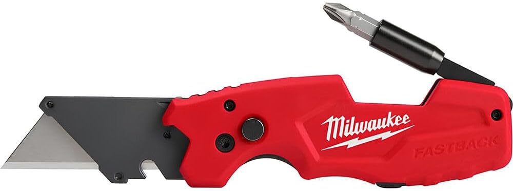 FASTBACK Compact Knife, and FASTBACK 6-in-1 Folding Utility Knives, w/Blade (knife 2pack) Red-black