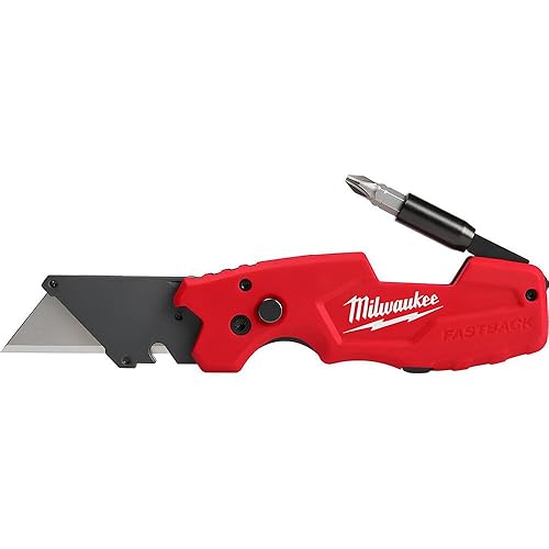 Milwaukee FASTBACK Compact Knife, and FASTBACK 6-in-1 Folding Utility Knives, w/Blade (knife 2pack) Red-black