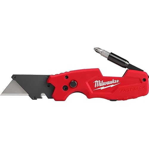 Cuchillo Compacto Milwaukee FASTBACK y Cuchillos Plegables Utilitarios FASTBACK 6-en-1, con hoja (paquete de 2) Rojo-negro