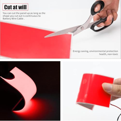 Image of jose2015 12X5CM Electroluminescent EL Panel Light Red,3V Flexible EL Panel Light Decorations for Cosplay /Party /Decorate /Car /Advertising