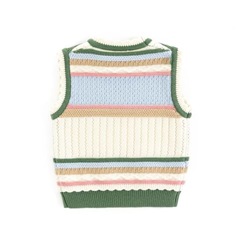 Girls Crew Neck Sweater Vest Striped Sleeveless Knit Sweater Pullovers Tops for Autumn and Winter2