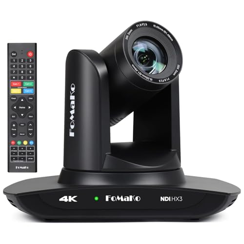 FoMaKo 4K PTZ Kamera NDI HX3 KI-Tracking 20x Optischer Zoom, mit HDMI/USB3.0/LAN(PoE), für LIve-Gottesdienste in der Kirche, Videokonferenz, YouTube OBS Streaming, NDI-Lizenz Enthalten (K20UH)