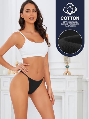 Image of oshkang Cotton G-String Thongs for Women Underwear Breathable Stretch Low Rise Panties T-back Sexy Ladies 8 Pack