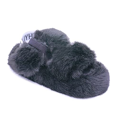Millffy Fashion Faux Fur Women's high-Heeled Slippers Outdoor Fluff Sandals Slide Slipper for Women4