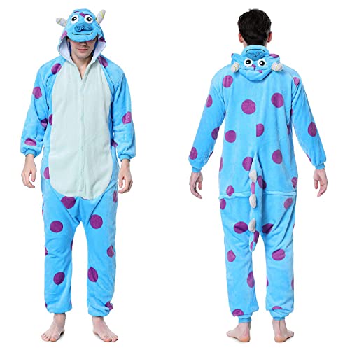 ALITERCY Sulley Sullivan Unisex Adult Pajamas, One Piece Animal Cosplay Costume Halloween/Christmas Winter Home Wear