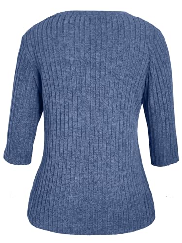 JomeDesign Sweaters for Women 3/4 Sleeve Tops Round Neck Sweatshirt Loose Casual Blouses3