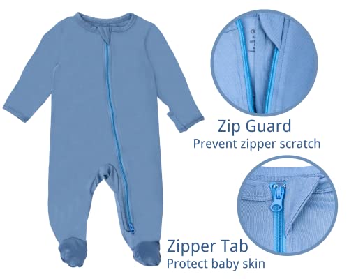 Guisby Baby Bamboo Pajamas, Long Sleeve Sleepers With Mitten Cuffs For Baby Boys Girls 6-12 Months Royal Blue #TOP3