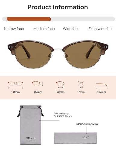 Image of SOJOS Trendy Oval Polarized Sunglasses for Women Retro Cute Shades Sunnies SJ2687
