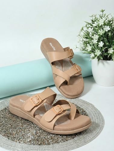 Image of HEALTH FIT EXTRA SOFT Women's Comfortable Memory Foam Doctor Slippers /Flip-Flops|Fashionable Casual & Stylish|Lightweight & Breathable|Outdoor Synthetic Casual Chappals Sandals Ladies & Girls HF30