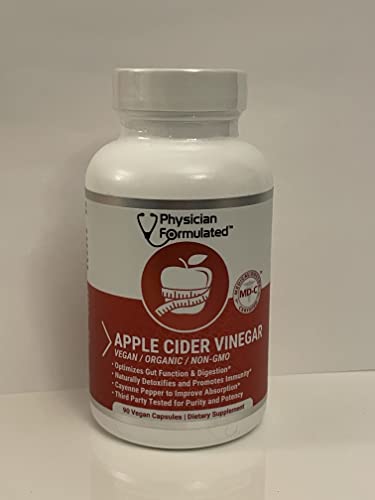 Physician Formulated 100% Organic Apple Cider Vinegar Capsules 750Mg In Just 1 Pill Pure Raw Apple Cider Vinegar With Cayenne Pepper For Natural, Fast Detox And Cleanse 90 - Capsules #TOP1