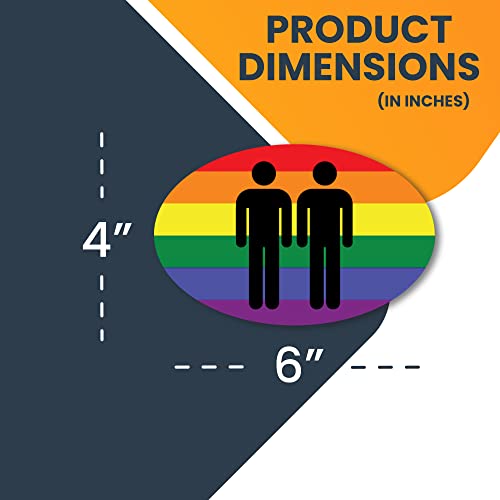 Image of Magnet Me Up LGBT 2 Males Oval Magnet Decal, 4x6 Inches, Heavy Duty Automotive Magnet for Car Truck SUV, Any Magnetic Surface, in Support of LGBTQ and Gay Pride, Romantic Relationship, Crafted in USA
