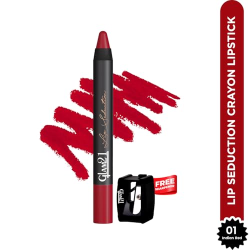 Image of Glam 21 Lip Seduction Non- Transfer Crayon Lipstick up to 12 Hours Stay | Lightweight & Longlasting|Creamy Matte | Smudge Proof - 3.6gm| Carving | 28