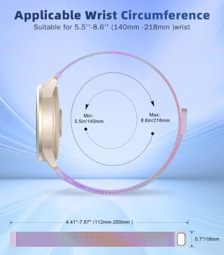 Image of 18mm Metal Watch Band Compatible with Venu 4 41mm /3S /2S; Forerunner 265S /255S; Vivoactive 4S /Vivomove 3S, Mesh Stainless Steel Replacement Strap Clasp Wristband, Rainbow