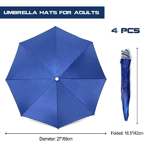 Mufekum 4 Pack Umbrella Hats, 27 Inch Hands-Free Head Umbrella Hats For Adult, Folding Waterproof Umbrella Cap With Head Strap For Outdoor Party thumb #1