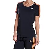 adidas laufbekleidung damen 3-Streifen auf den Ärmeln adidas Damen Kurzärmliges Shirt Clima 3-Stripes Essentials, Black/Infrared, S