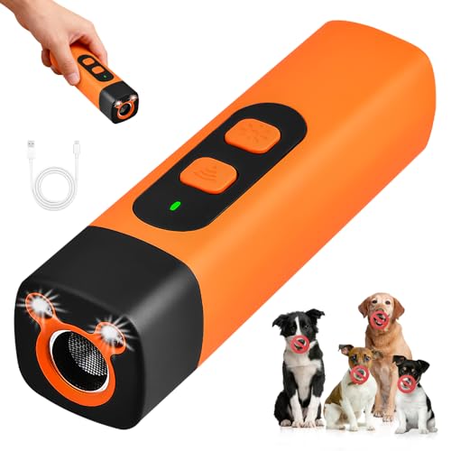 Dispositivo Antiladridos para Perros Ultrasonidos, Ahuyentador de Perros con 3 Frecuencias Ajustables Antiladridos, Ultrasónico para Perros con Luz LED, Alcance 10 m, Mascotas Interior Exterior