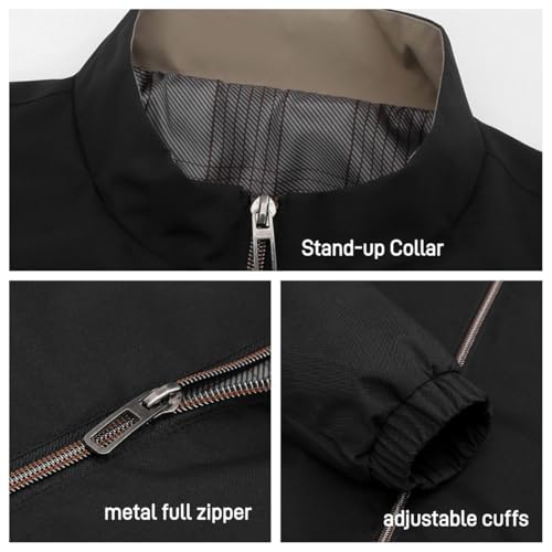 Image of Men's Lightweight Jackets Casual Windbreaker Stylish Golf Full Zip Up Work Dress Business Varsity Jacket Waterproof