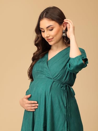 Image of The Mom Store Maternity and Nursing Wrap Dress for New Mom | Pre and Post Pregnancy Wear for Womens | Trendy Stylish Printed Friendly Dresses for Women | Comfortable