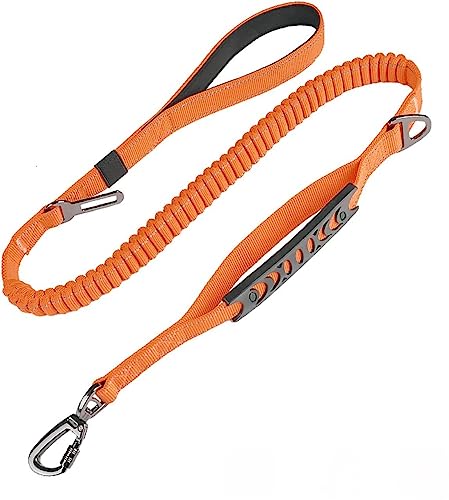 KUTKUT Heavy Duty Dog Leash with Car Seat Belt, 6Ft Shock Absorbing Tactical Bungee Dog Leash, No Pull Dog Training Leash with Double Handle for Small Medium Large Breed (Orange)… (B09Y244JHD) Amazon Price History, Amazon Price Tracker