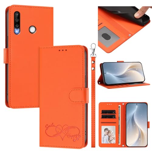 �X�}�z�P�[�X �Ή��@�� for Huawei P30 Lite/Nova 4E �X�}�z�P�[�X�y�J�[�h�E�������[�X���b�g�t�� �E�H���b�g�f�U�C�� �t���b�v�X�^���h �����h�~�@�\�zOrange