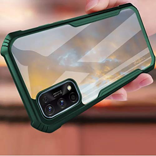 Image of A rtistque Clear Back Cover Case for Realme 7 Hybrid Transparent Shockproof Armor - Green
