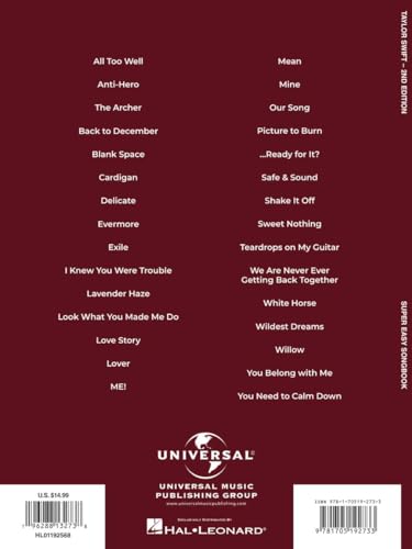 image for Hal Leonard Taylor Swift Super Easy Songbook, 2nd Edition | Beginner P
