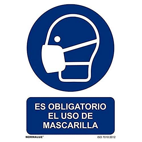 Cartel 210X300Mm - 0,7Mm Uso Mascarilla En Oferta Normaluz Rd20026 Rd20026-Señal Es Obligatorio El Uso De Mascarilla Pvc Glasspack 0,7Mm 21X30 Cm, Azul