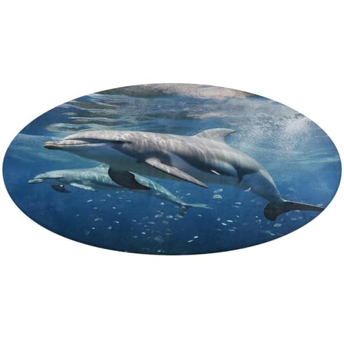 Tapis rond anti-dérapant motif dauphin pour décorer le salon