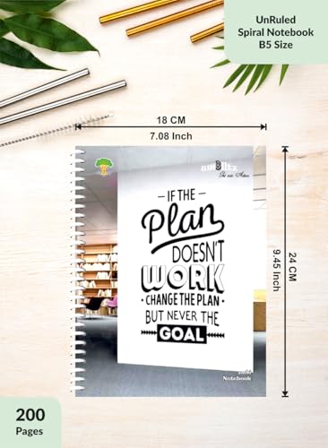 Image of amblitz Spiral Notebook | 18 X 24 CM | B5 Size | School /College Students's Choice for Note Making | 70 GSM Thick White Paper | Diary Size | Personal & Office Use | (200 Pages, UNRULED Notebook)