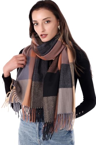 DiaryLook Karierter Warmer Deckenschal für den Winter, Lange Damen-Schals, kariert, weich, Wolle, Tartan-Schal für Frauen
