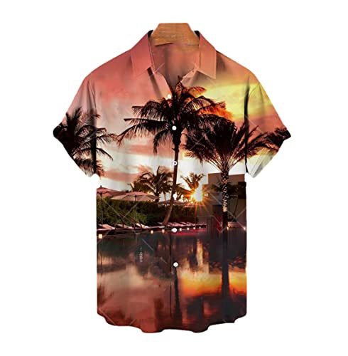 Chemise hawaïenne homme imprimée cocotier 3D pour vos vacances d'été Zm-1610