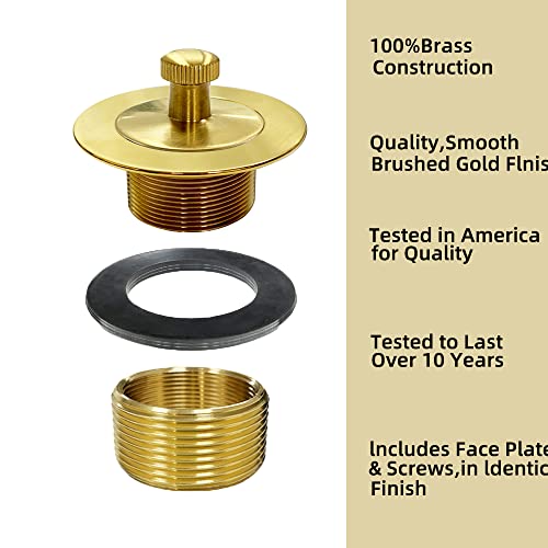 Lift & Turn Tub Trim Set With Two-Hole Overflow Cover,Replacement Bath Drain Trim Kit For Most Bathroom Bathtubs (Gold) #TOP5