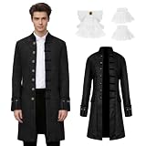 rumnigh Veste Steampunk pour homme Style gothique médiéval Vintage Queue de pie Costumes d'Halloween (Noir, XXL)