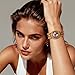 Imagen de JewelryWe Reloj Cuentas Bohemia Mujer: Reloj de Pulsera Cuarzo Analógico Correa de Elástica de Cuentas Budistas Madera
