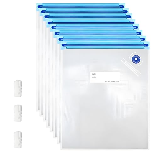 Super Large Sous Vide Bags12pcs kit,BPA Free Reusable Vacuum Sealer Bags and 3pcs Sealing Clips for Food Storage and Sous Vide Cooking(11.8x13.4in/30x34cm)
