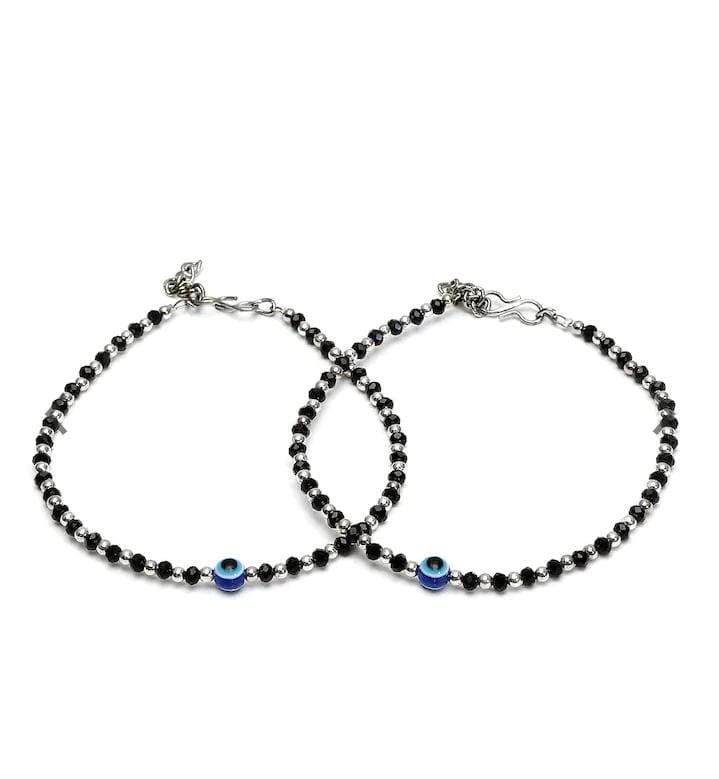Solo Tu Stylish Womens Evil Eye Anklet$ with Oxidised Black and Silver Beads/Nazariya Anklet$ (Pair of 2) (B0C4LN6NSC) Amazon Price History, Amazon Price Tracker