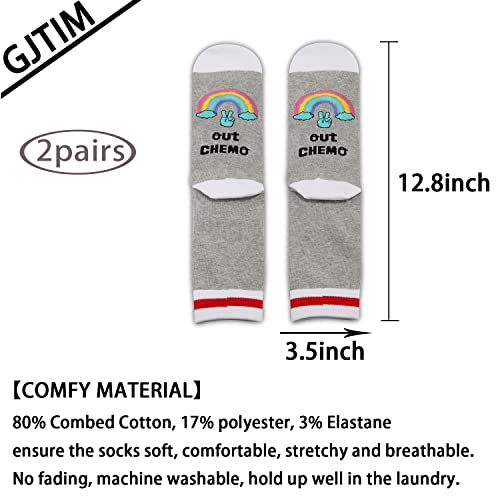 GJTIM 2 Pairs Women Peace Out Chemo Last Day Of Chemo End Chemotherapy Cancer Novelty Battle Cancer Gift Socks2
