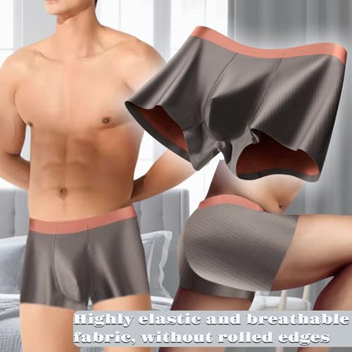 Men's 2-in-1 Dual-Side Striped Underwear Modal Microfiber Trunks Moisture-Wicking Stretch Boxer Briefs 4-Pack2