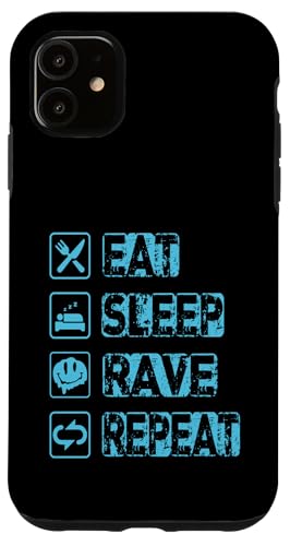 Comer Dormir Rave Repetir Techno Fiesta Techno Festival Techno Carcasa para iPhone 11